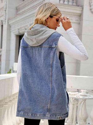 Self-Esteem Hooded Denim Sleeveless Top - MXSTUDIO.COM