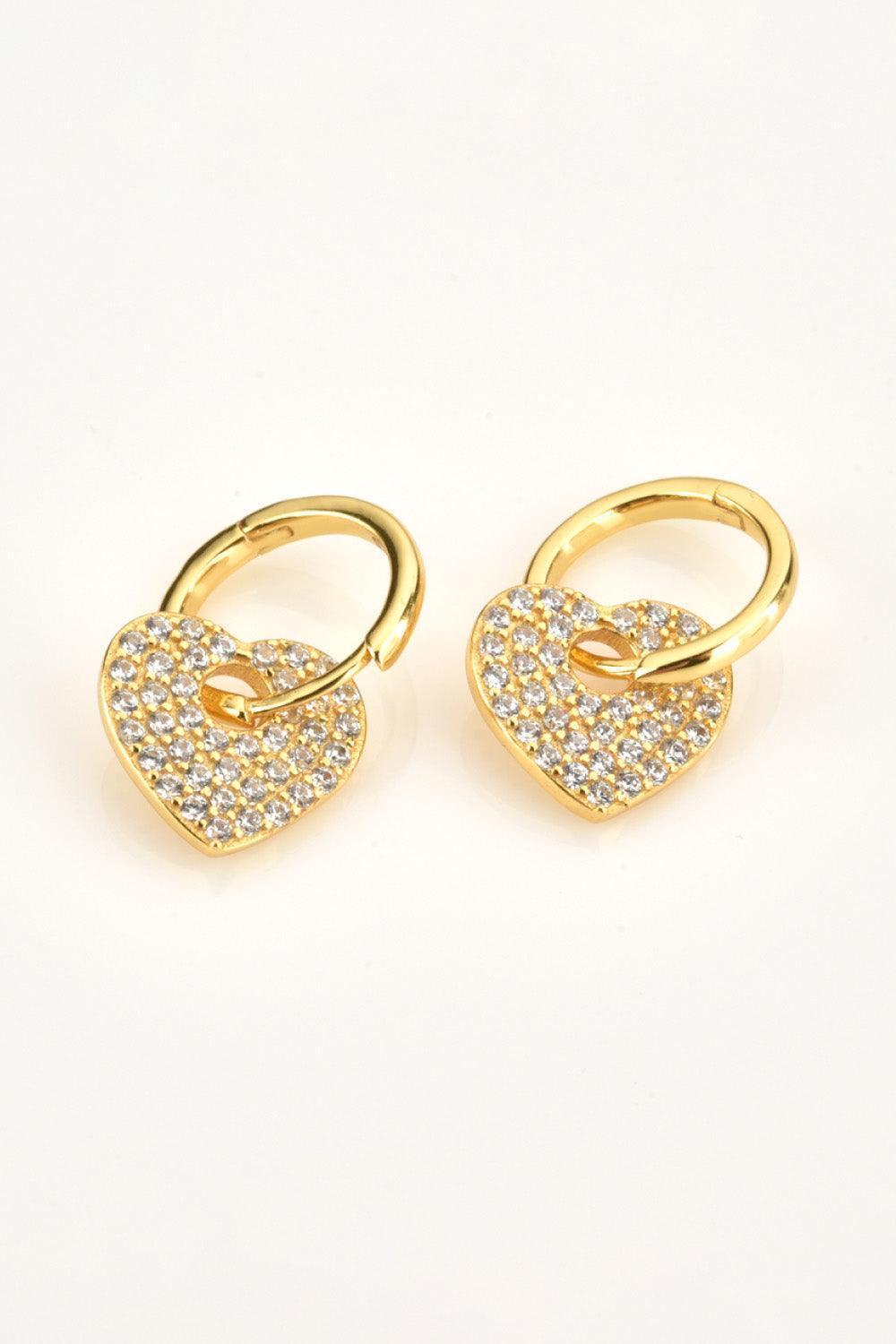 Selfless Love Zircon Huggie Drop Heart Earrings - MXSTUDIO.COM