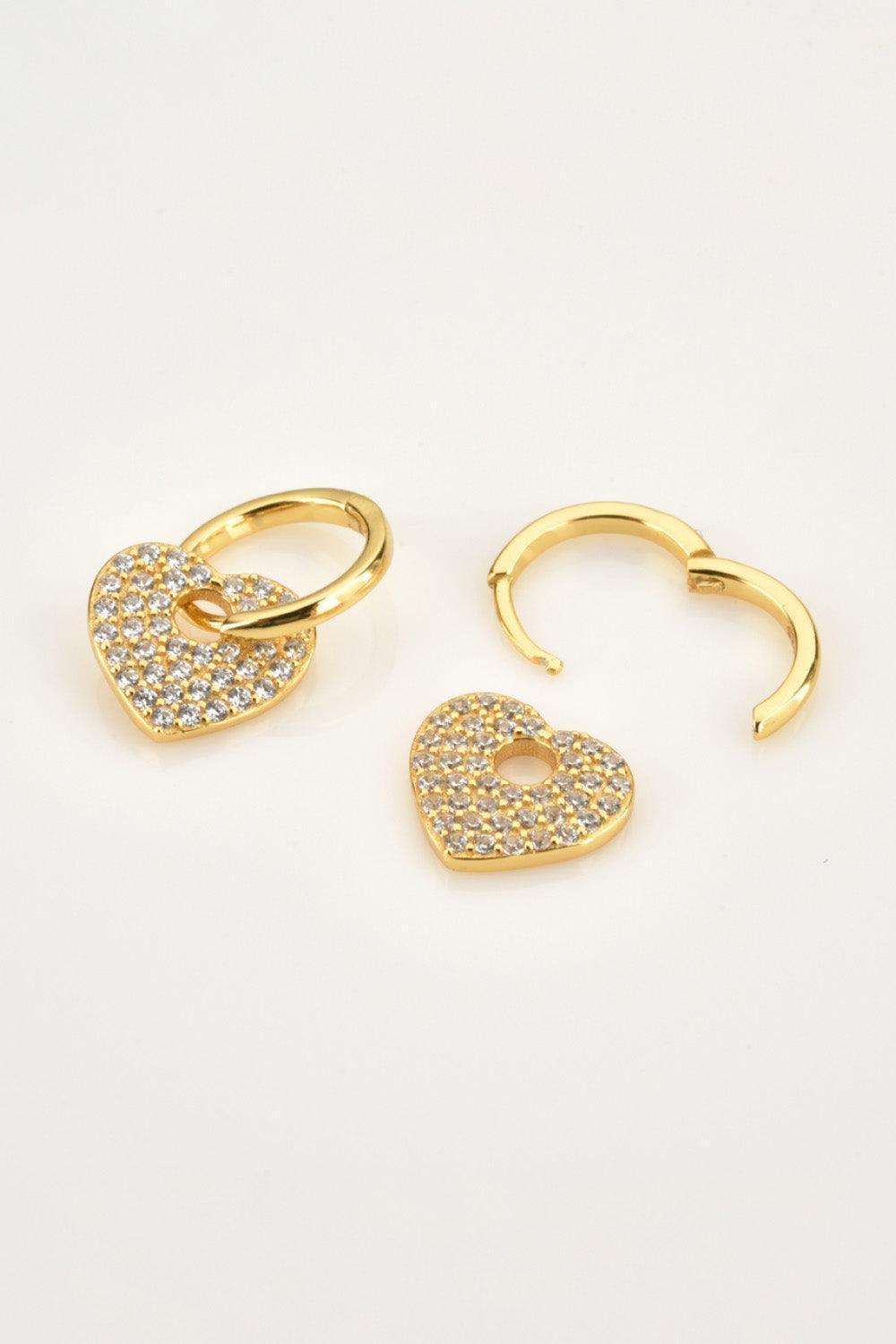 Selfless Love Zircon Huggie Drop Heart Earrings - MXSTUDIO.COM