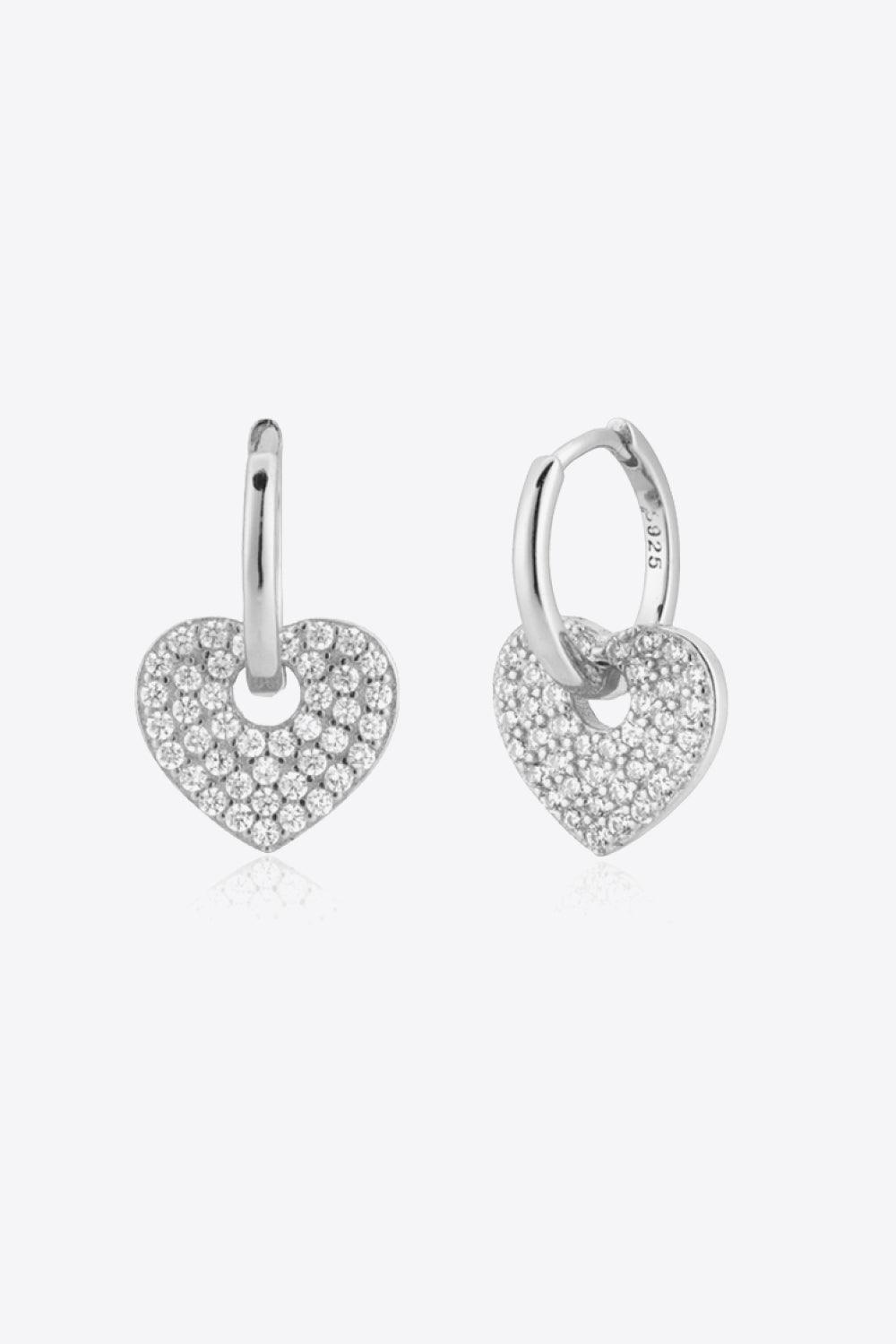 Selfless Love Zircon Huggie Drop Heart Earrings - MXSTUDIO.COM