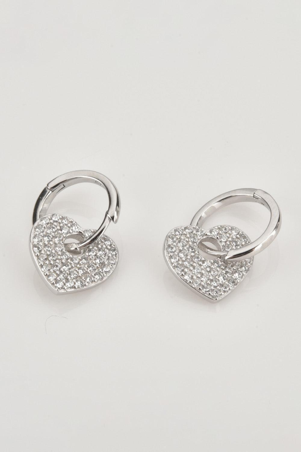 Selfless Love Zircon Huggie Drop Heart Earrings - MXSTUDIO.COM