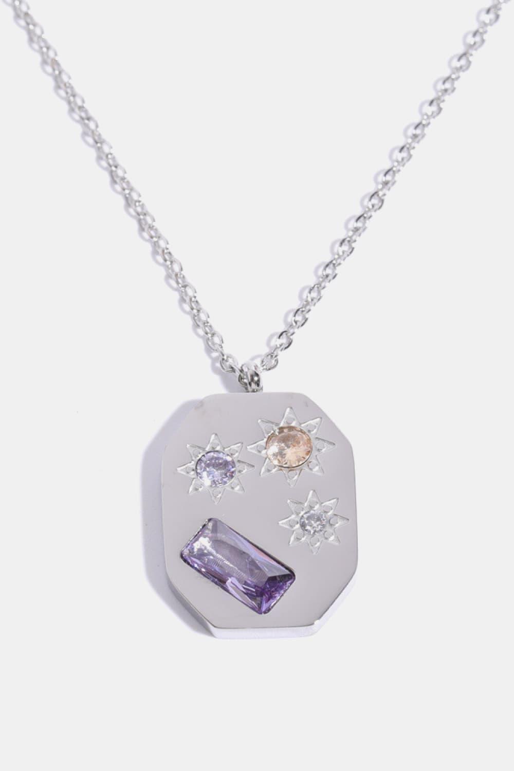 Sensational Inlaid Zircon Pendant Stainless Steel Necklace - MXSTUDIO.COM