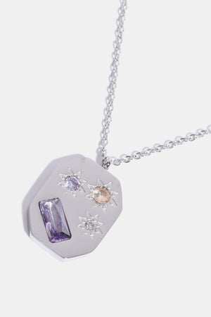 Sensational Inlaid Zircon Pendant Stainless Steel Necklace - MXSTUDIO.COM