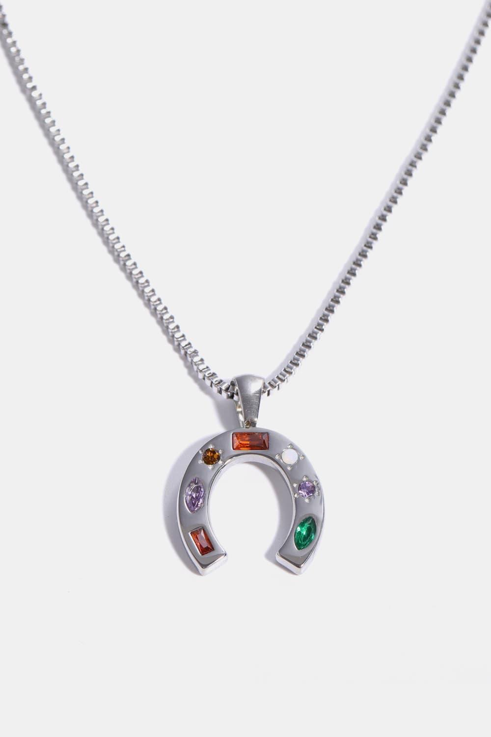 Sensational Inlaid Zircon Pendant Stainless Steel Necklace - MXSTUDIO.COM