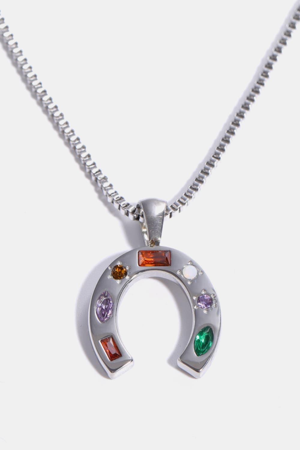 Sensational Inlaid Zircon Pendant Stainless Steel Necklace - MXSTUDIO.COM