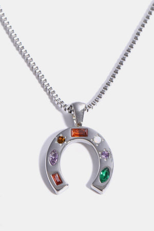 Sensational Inlaid Zircon Pendant Stainless Steel Necklace - MXSTUDIO.COM