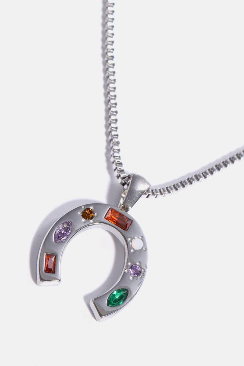 Sensational Inlaid Zircon Pendant Stainless Steel Necklace - MXSTUDIO.COM