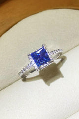 Serene Platinum-Plated 1 Carat Blue Moissanite Ring - MXSTUDIO.COM