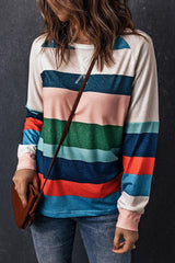 Set Free Crew Neck Striped Long Sleeve Top - MXSTUDIO.COM