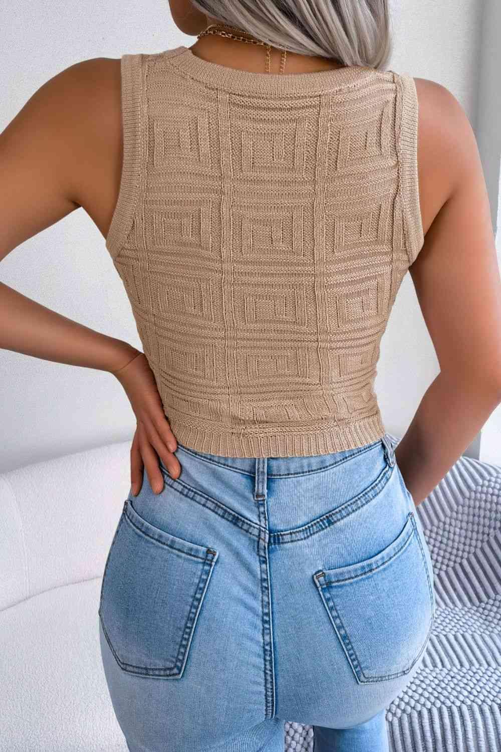 Sexy And Cute Cutout Knitted Sleeveless Top-MXSTUDIO.COM