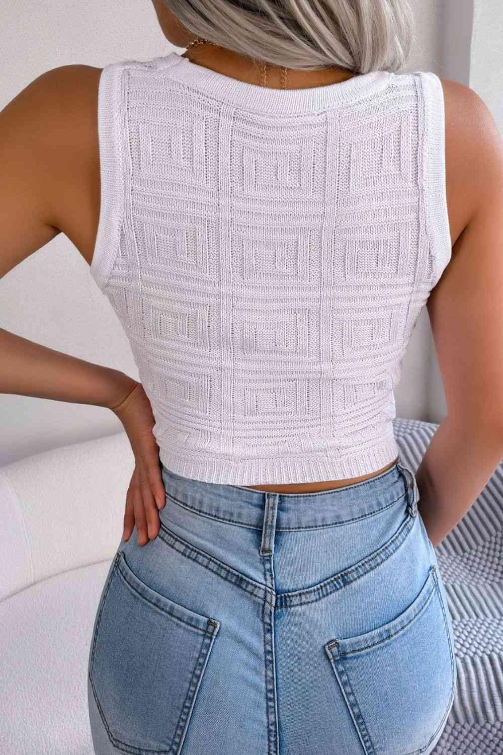 Sexy And Cute Cutout Knitted Sleeveless Top-MXSTUDIO.COM