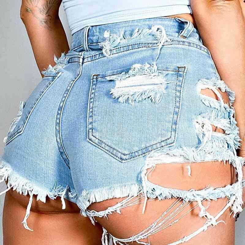 Sexy Hot High Waist Denim Distressed Shorts - MXSTUDIO.COM