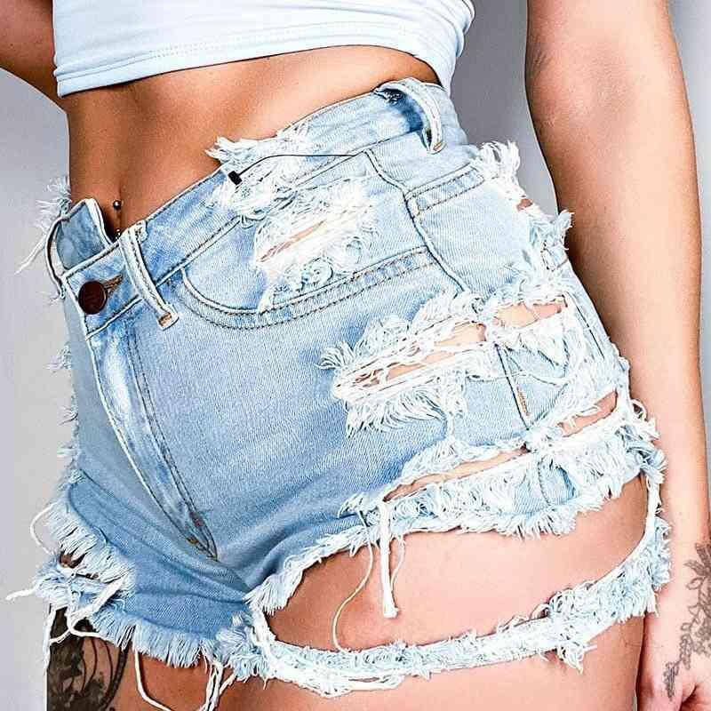 Sexy Hot High Waist Denim Distressed Shorts - MXSTUDIO.COM