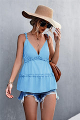 Sexy Summer Plunge Sleeveless Cami Top - MXSTUDIO.COM