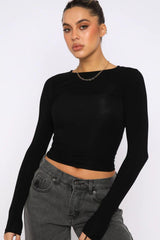 Shapely Crewneck Basic Long Sleeve Top - MXSTUDIO.COM