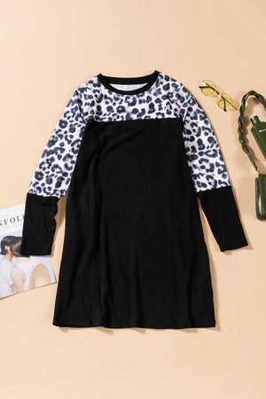 Sharp Leopard Round Neck Dress - MXSTUDIO.COM