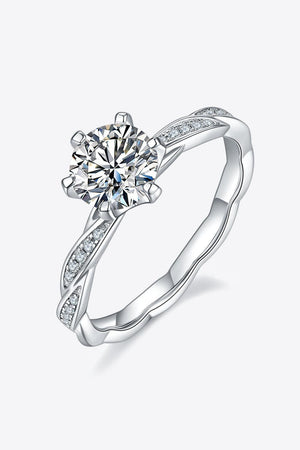 Shimmering Platinum Plated 1 Carat Moissanite Ring - MXSTUDIO.COM