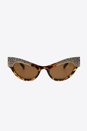 Shimmering Rhinestone Trim Cat Eye Acetate Sunglasses - MXSTUDIO.COM