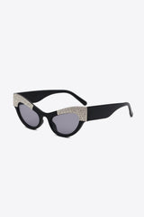Shimmering Rhinestone Trim Cat Eye Acetate Sunglasses - MXSTUDIO.COM