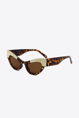 Shimmering Rhinestone Trim Cat Eye Acetate Sunglasses - MXSTUDIO.COM