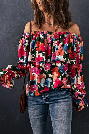 Shine From Within Floral Off Shoulder Blouse - MXSTUDIO.COM