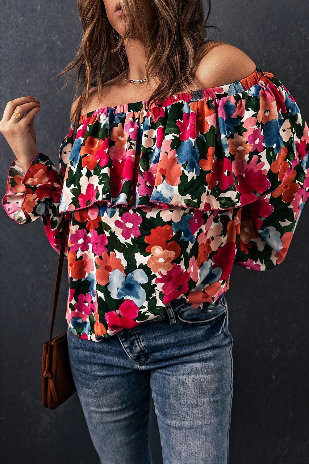 Shine From Within Floral Off Shoulder Blouse - MXSTUDIO.COM