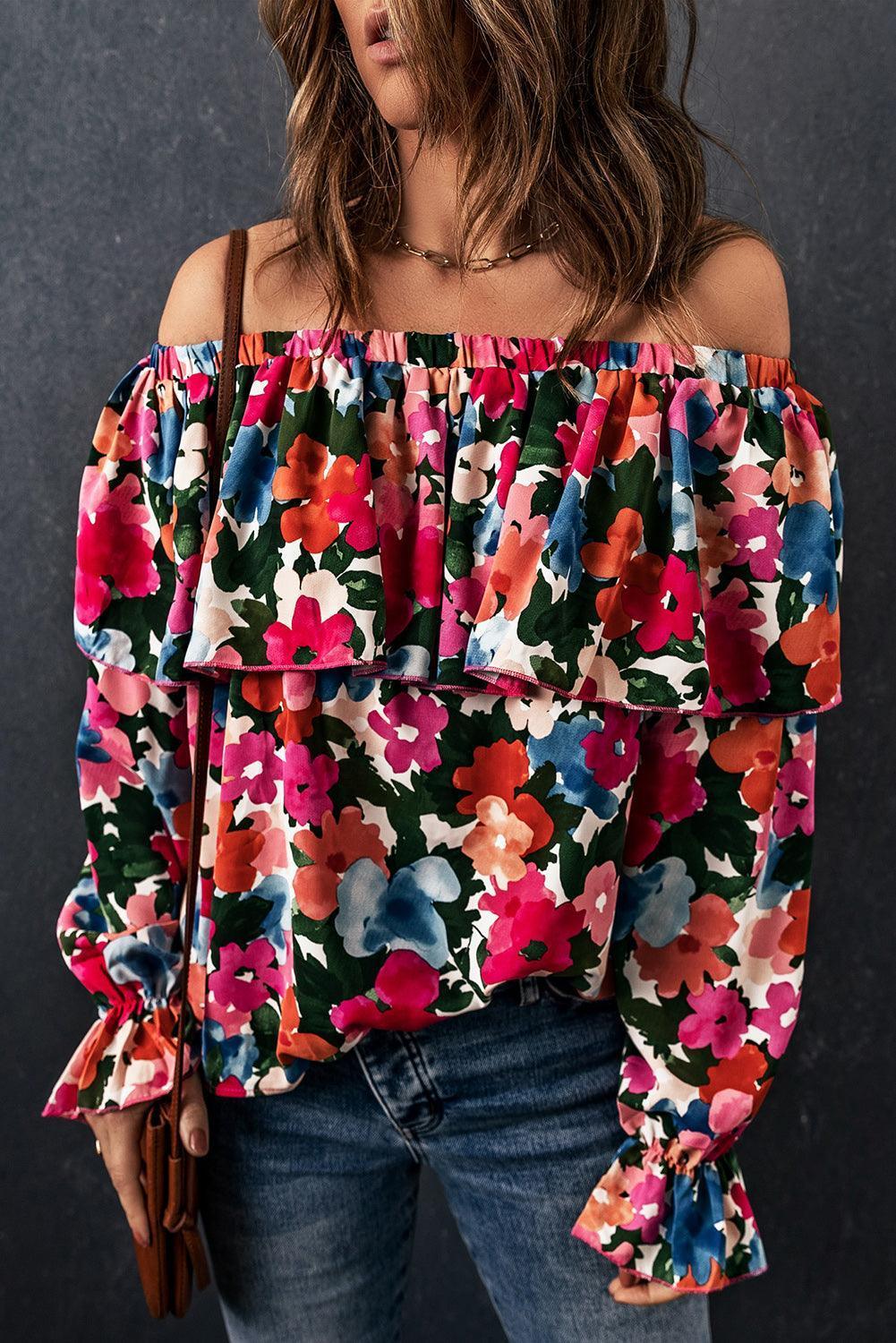 Shine From Within Floral Off Shoulder Blouse - MXSTUDIO.COM