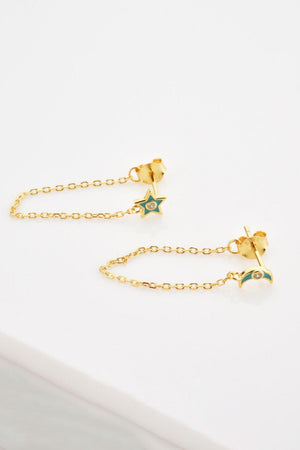 Shining Zircon Star And Moon Mismatched Earrings - MXSTUDIO.COM