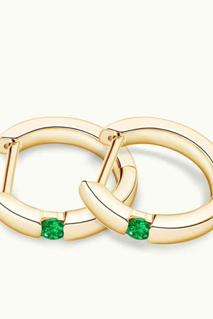 Shiny Beauty Lab-Grown Emerald Huggie Earrings-MXSTUDIO.COM