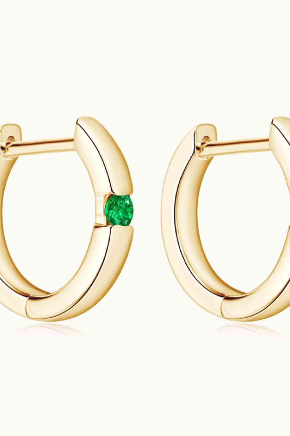 Shiny Beauty Lab-Grown Emerald Huggie Earrings-MXSTUDIO.COM