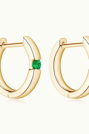 Shiny Beauty Lab-Grown Emerald Huggie Earrings-MXSTUDIO.COM