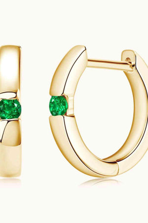 Shiny Beauty Lab-Grown Emerald Huggie Earrings-MXSTUDIO.COM