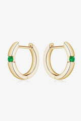 Shiny Beauty Lab-Grown Emerald Huggie Earrings-MXSTUDIO.COM