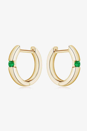 Shiny Beauty Lab-Grown Emerald Huggie Earrings-MXSTUDIO.COM