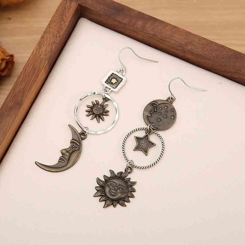 Show Unity Star, Sun And Moon Earrings-MXSTUDIO.COM