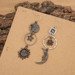 Show Unity Star, Sun And Moon Earrings-MXSTUDIO.COM