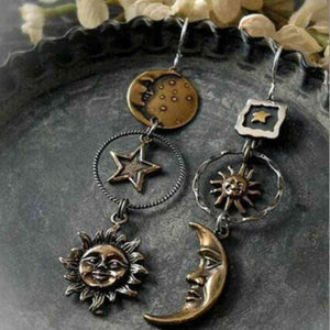 Show Unity Star, Sun And Moon Earrings-MXSTUDIO.COM