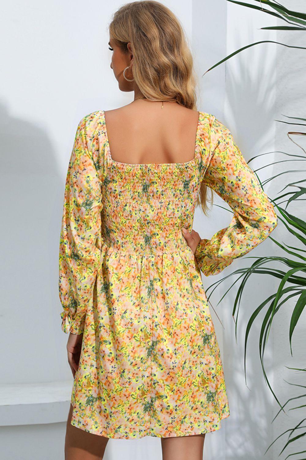 Show Your Light Long Sleeve Floral Mini Dress - MXSTUDIO.COM