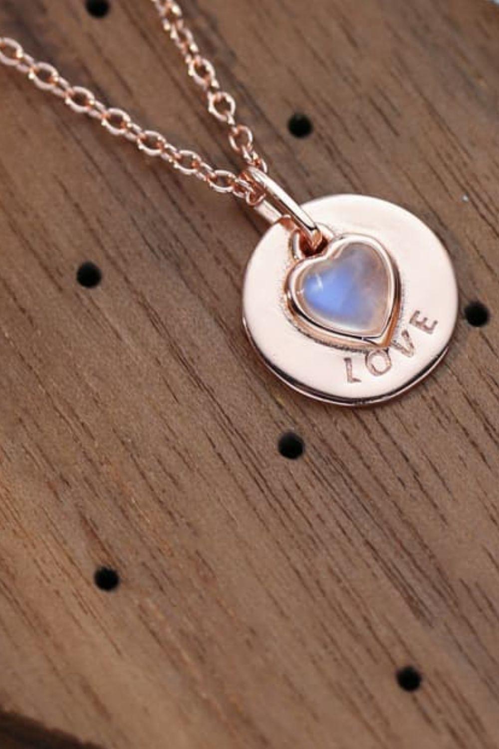 Significant Sterling Silver Love Heart Moonstone Necklace - MXSTUDIO.COM