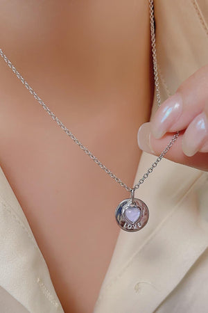 Significant Sterling Silver Love Heart Moonstone Necklace - MXSTUDIO.COM