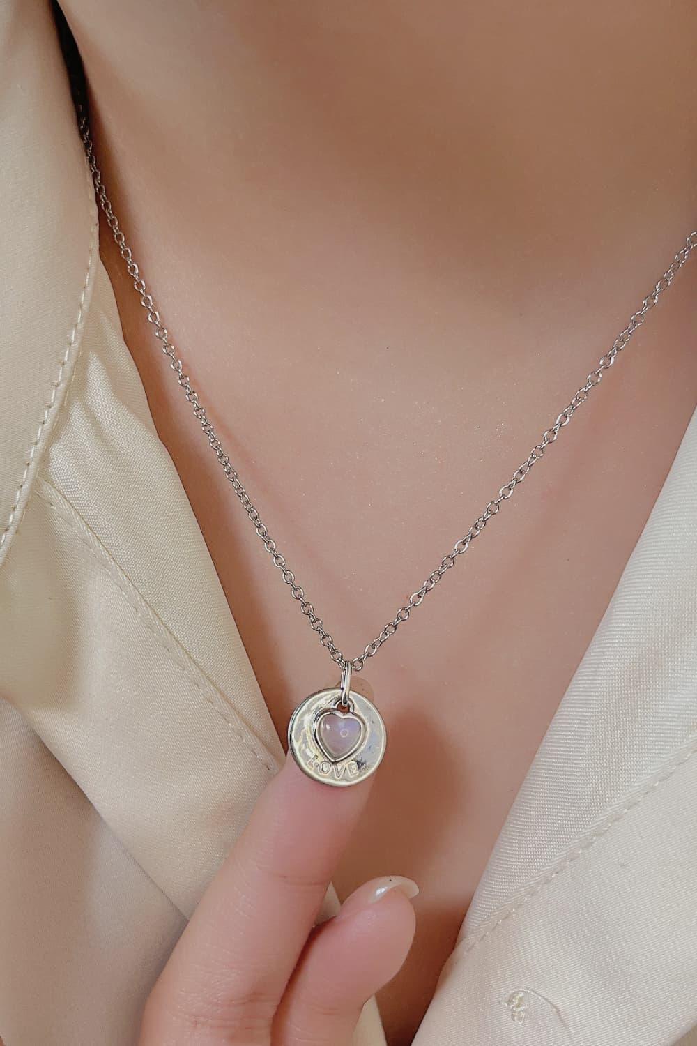 Significant Sterling Silver Love Heart Moonstone Necklace - MXSTUDIO.COM