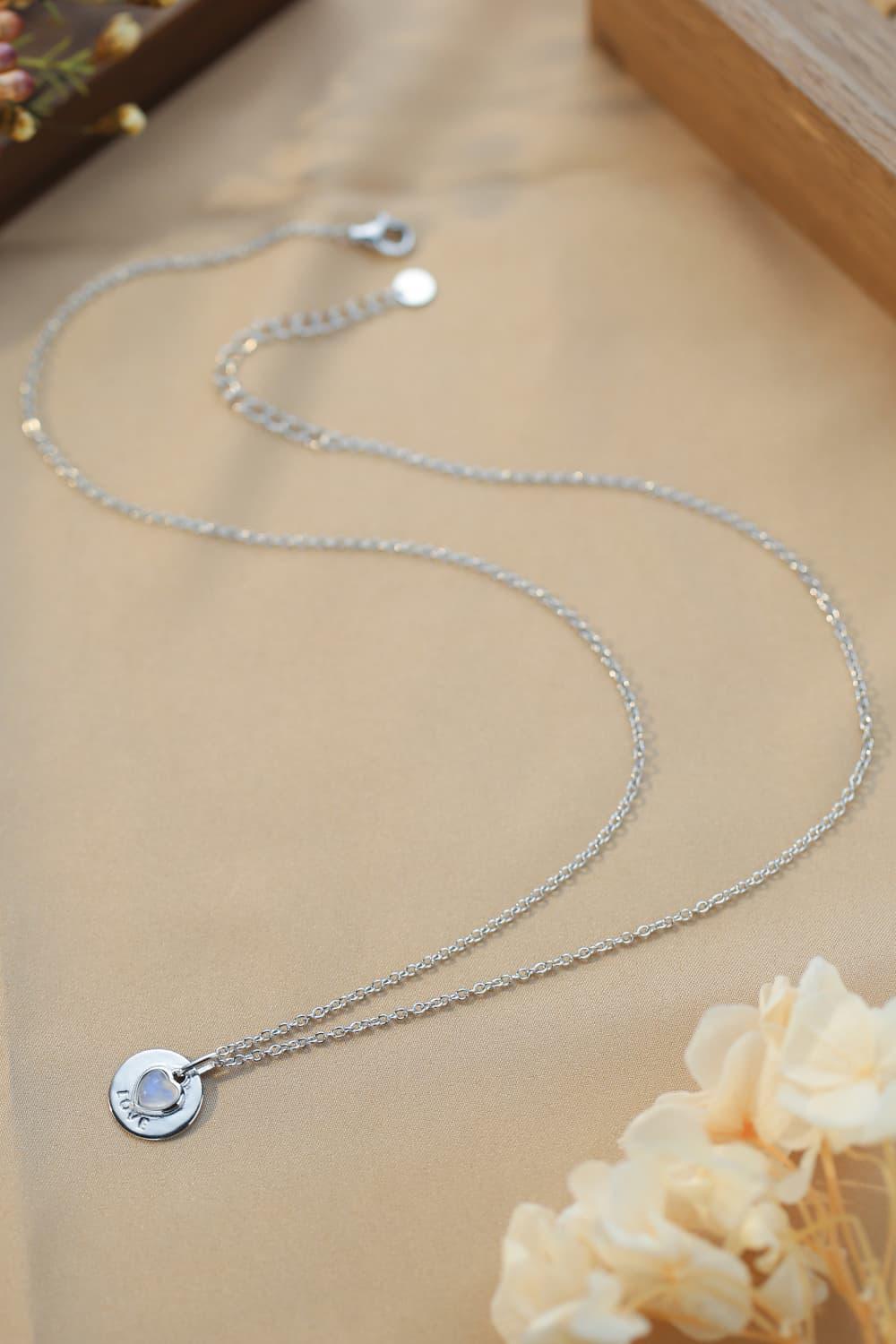 Significant Sterling Silver Love Heart Moonstone Necklace - MXSTUDIO.COM