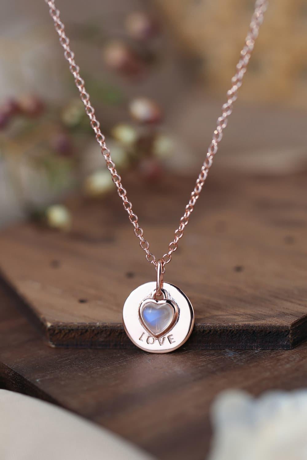 Significant Sterling Silver Love Heart Moonstone Necklace - MXSTUDIO.COM