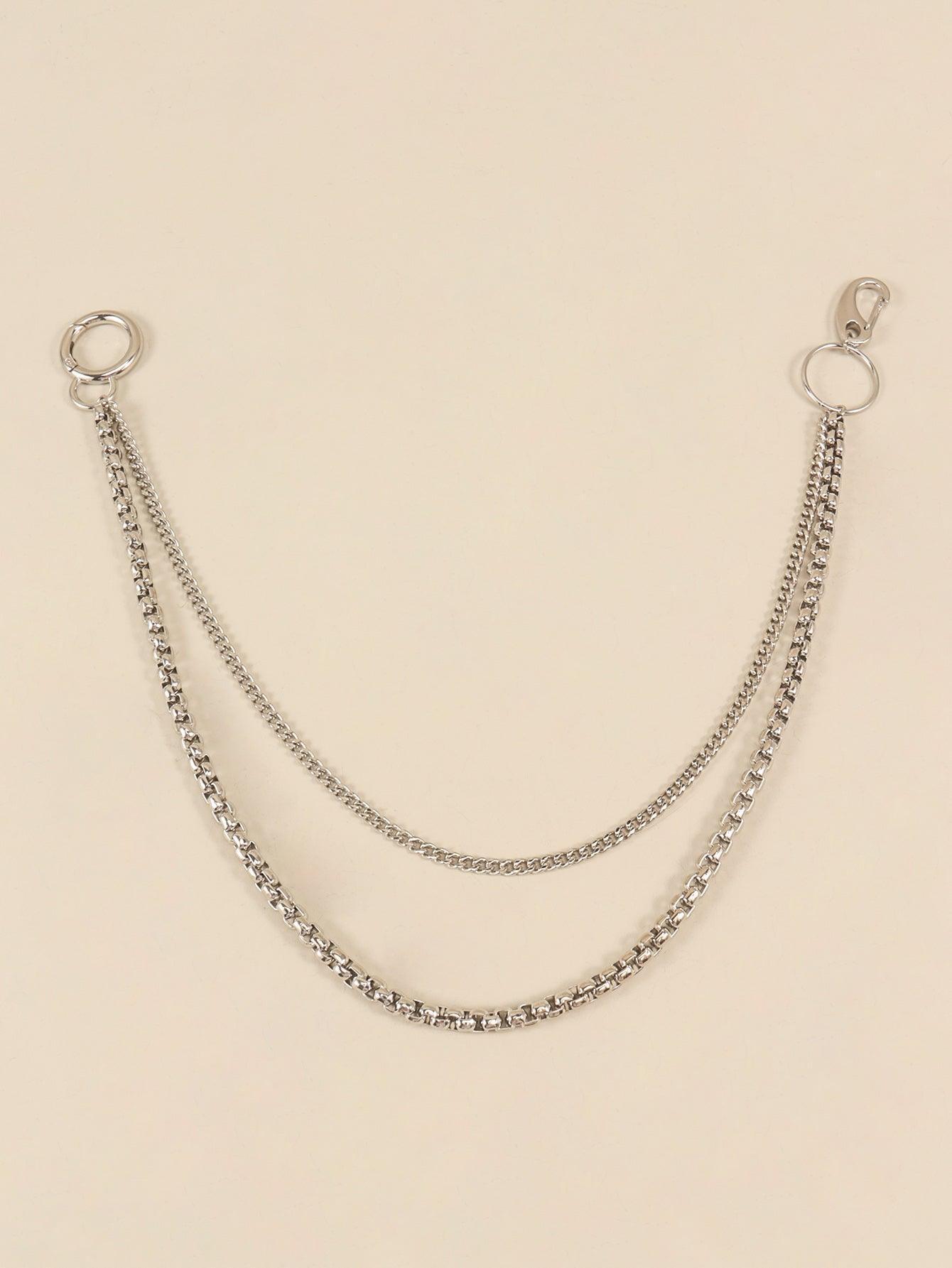 Silver Metal Double Layered Chain Belt - MXSTUDIO.COM