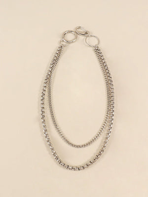 Silver Metal Double Layered Chain Belt - MXSTUDIO.COM