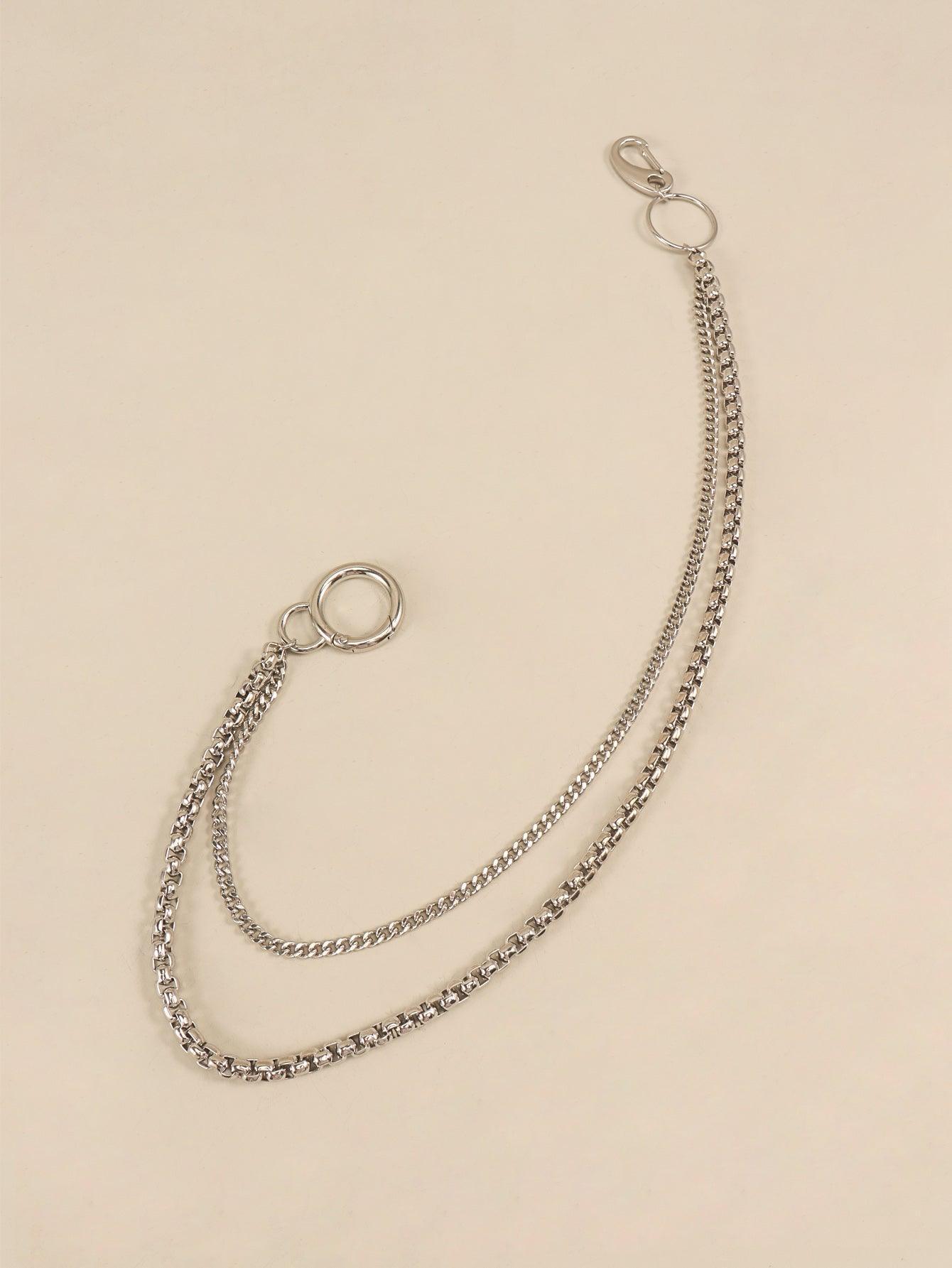 Silver Metal Double Layered Chain Belt - MXSTUDIO.COM