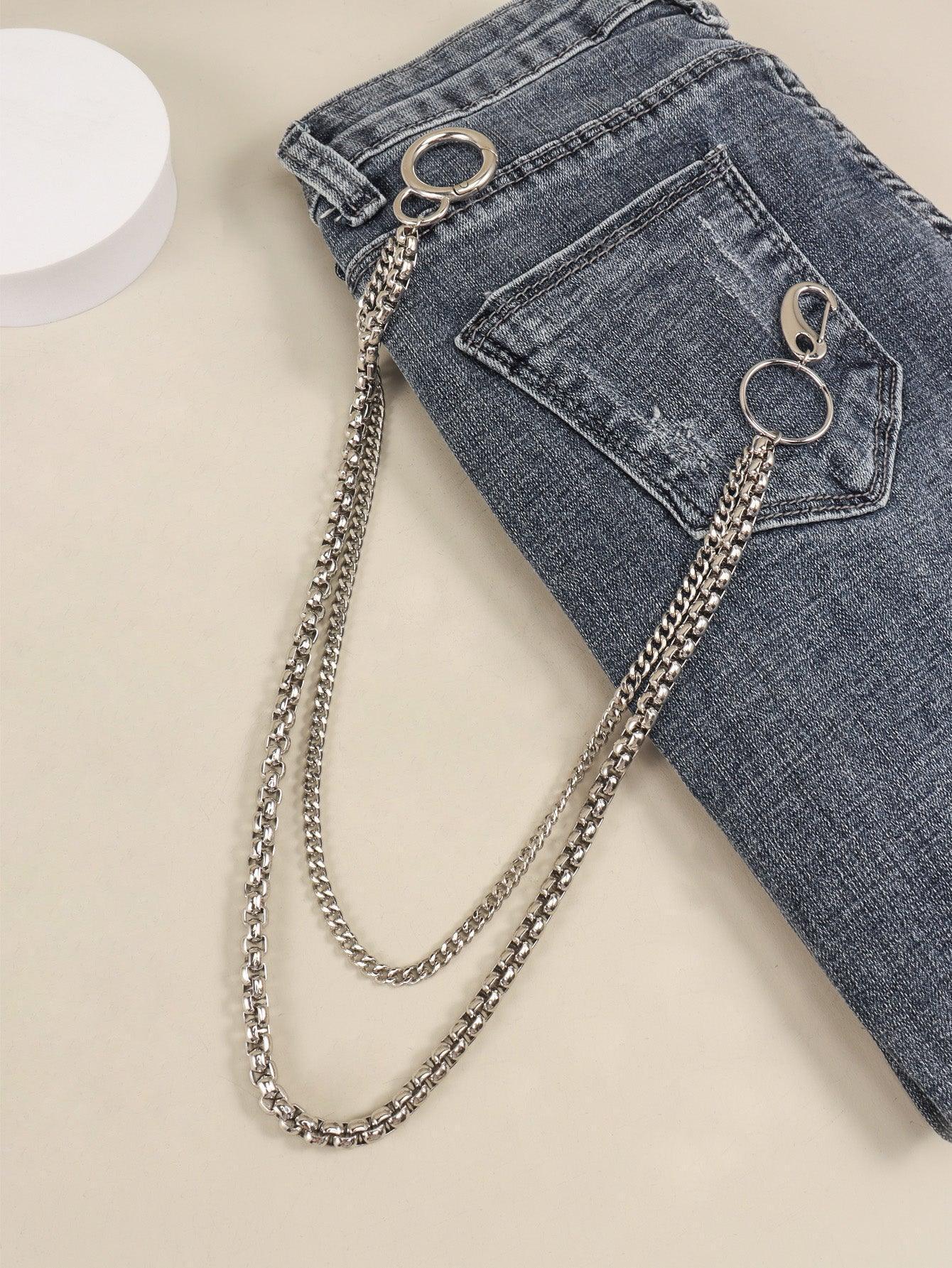 Silver Metal Double Layered Chain Belt - MXSTUDIO.COM