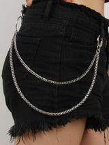 Silver Metal Double Layered Chain Belt - MXSTUDIO.COM