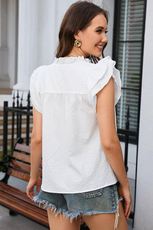 Simple And Classic White Butterfly Sleeve Blouse - MXSTUDIO.COM