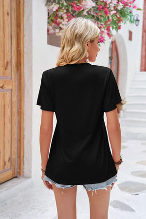 Simple Beauty V-Neck Flutter Sleeve Tee - MXSTUDIO.COM